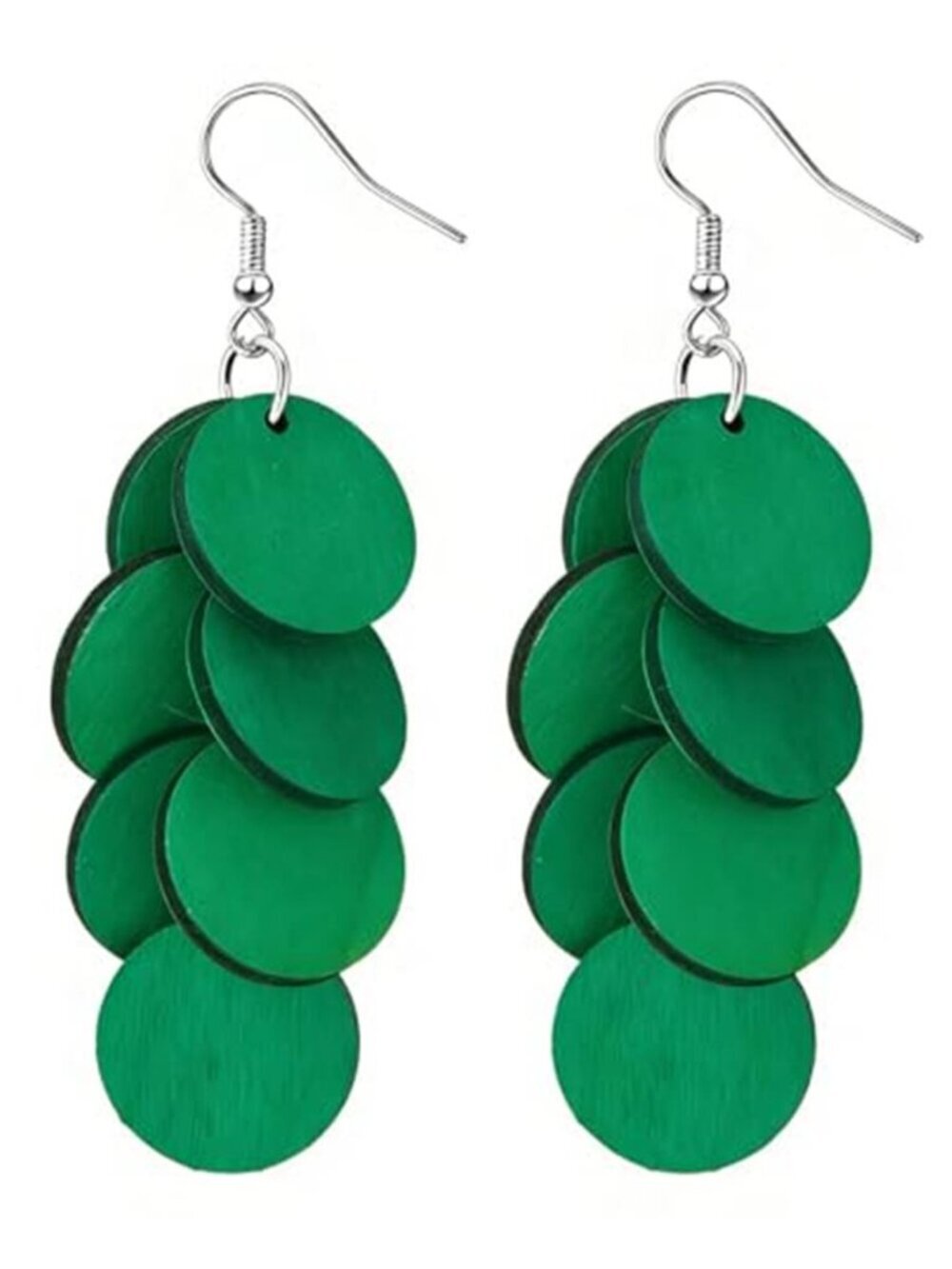 Boho Wooden Layered Disc Dangle Earrings